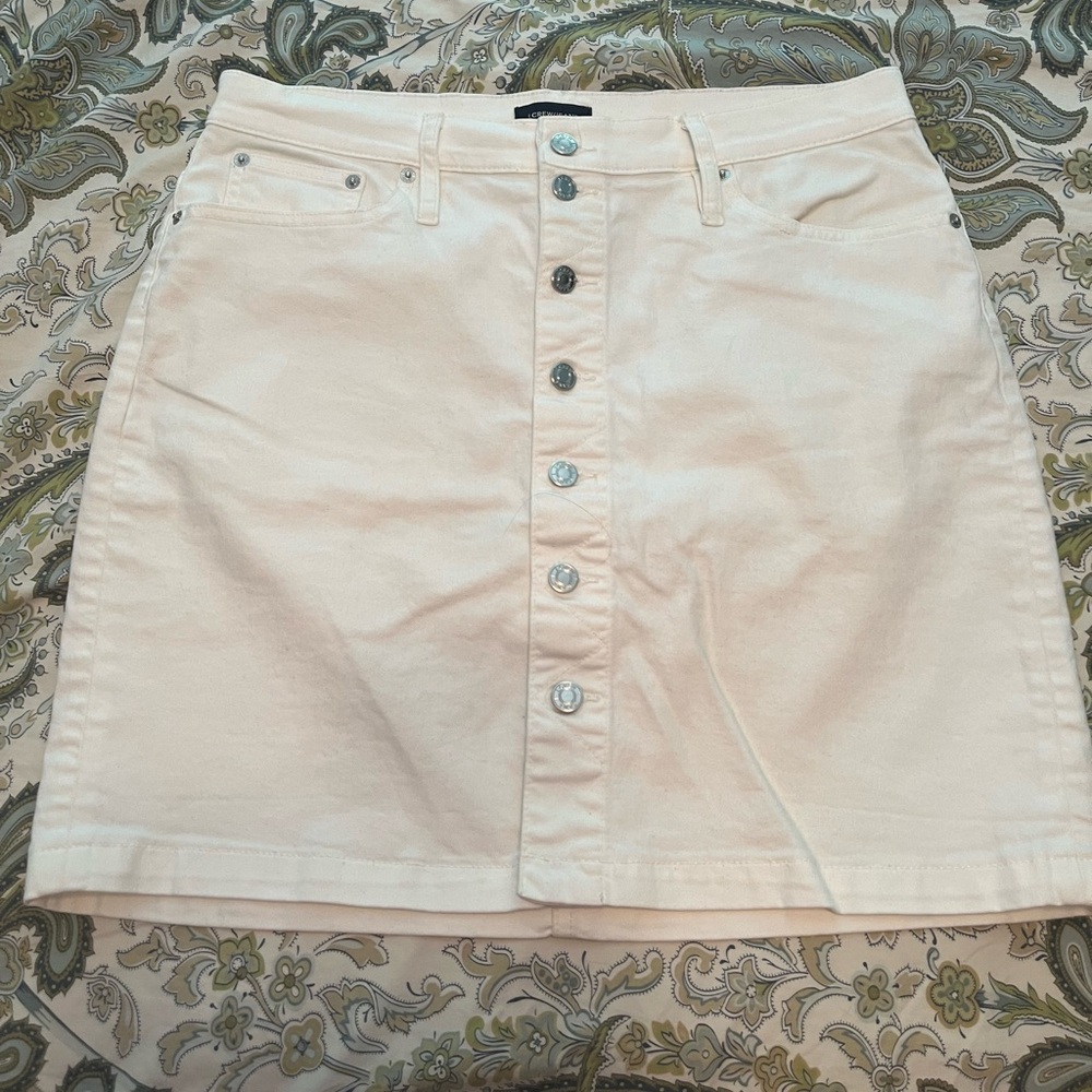 J. Crew white denim jean button down mini skirt 32